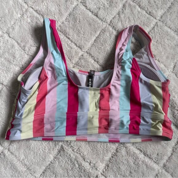 Torrid | Pastel Rainbow Stripe Wireless Scoop Bikini Top | Size 1 - Picture 3 of 10
